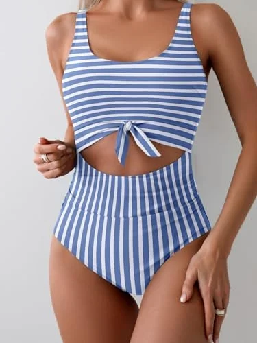Women's One Piece Tummy Control Cut Out Tie Knot Swimsuit