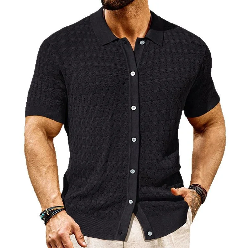 Uveng Uveng Menswear Fashion Hole Design Spring And Summer Knitwear Short-Sleeved Cardigan POLO Shirt SY0051