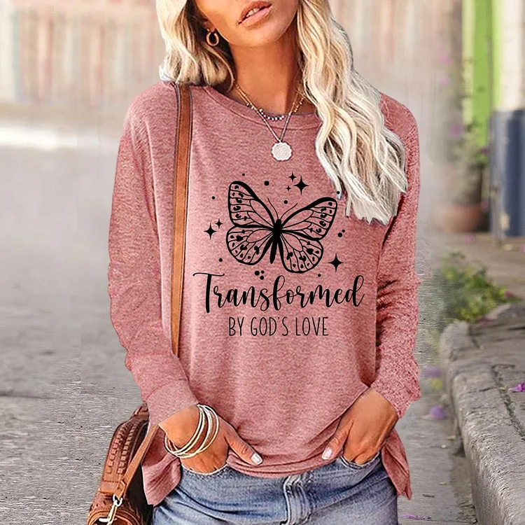 transformed by god's love Round Neck Long Sleeves_G287-0023506