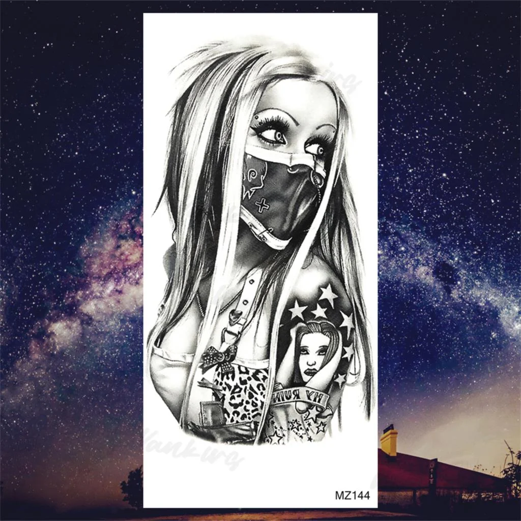 Sdrawing Lion Knight Temporary Tattoos For Men Adults Realistic Tiger Skeleton Fake Tattoo Sticker Arm Water Transfer Tatoos 3D