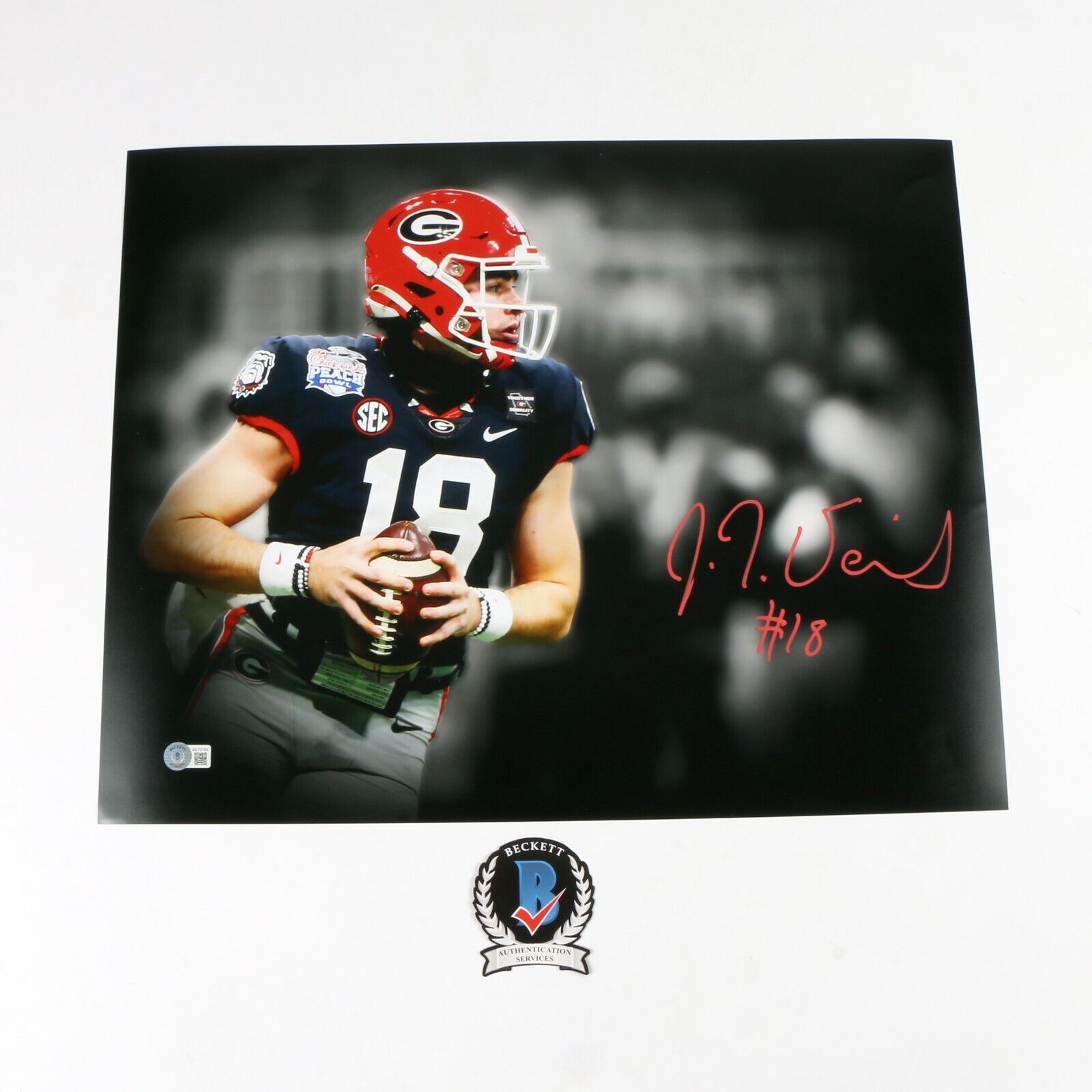 jt daniels signed Photo Poster painting 16x20 Georgia Bulldogs Beckett Witness JT Daniels Auto