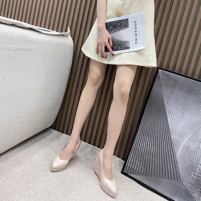 2021 Summer New Style Baotou Word Belt Sandals Women's Straw Woven Design Single Shoes Ladies High Heelsr