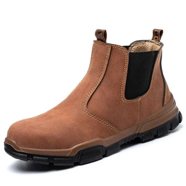 Leather Work & Safety Boots Men Chelsea Boots Indestructible Male Work Shoes Men Winter Boots Safety Shoes Men Steel Toe Shoes