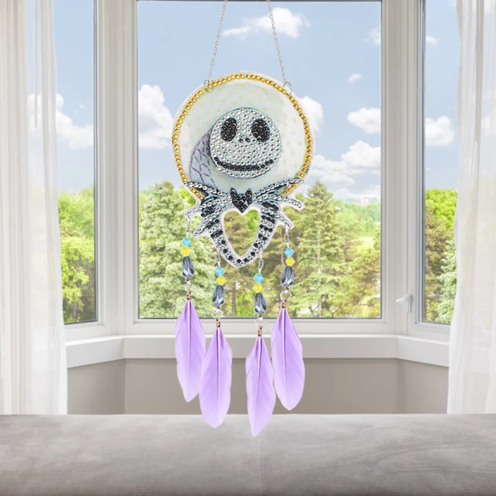 DIY Diamond Painting Dream Light Catcher Wind Chime - Skull