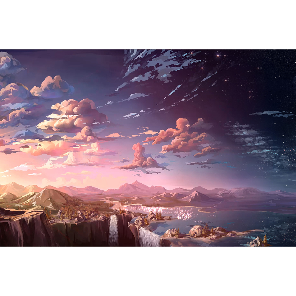 

30*40CM - Round Drill Diamond Painting - Clouds Over Mountains, 501 Original