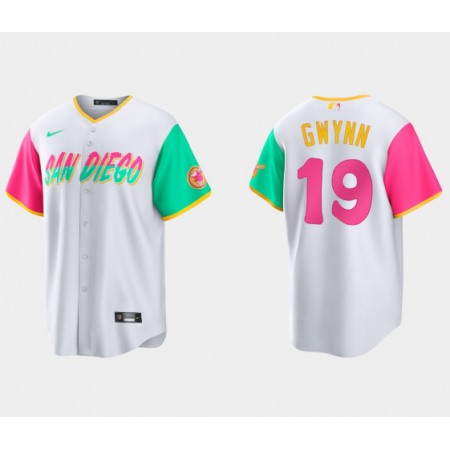 Men's San Diego Padres #19 Tony Gwynn 2022 White City Connect Cool Base Stitched Jersey IZK5