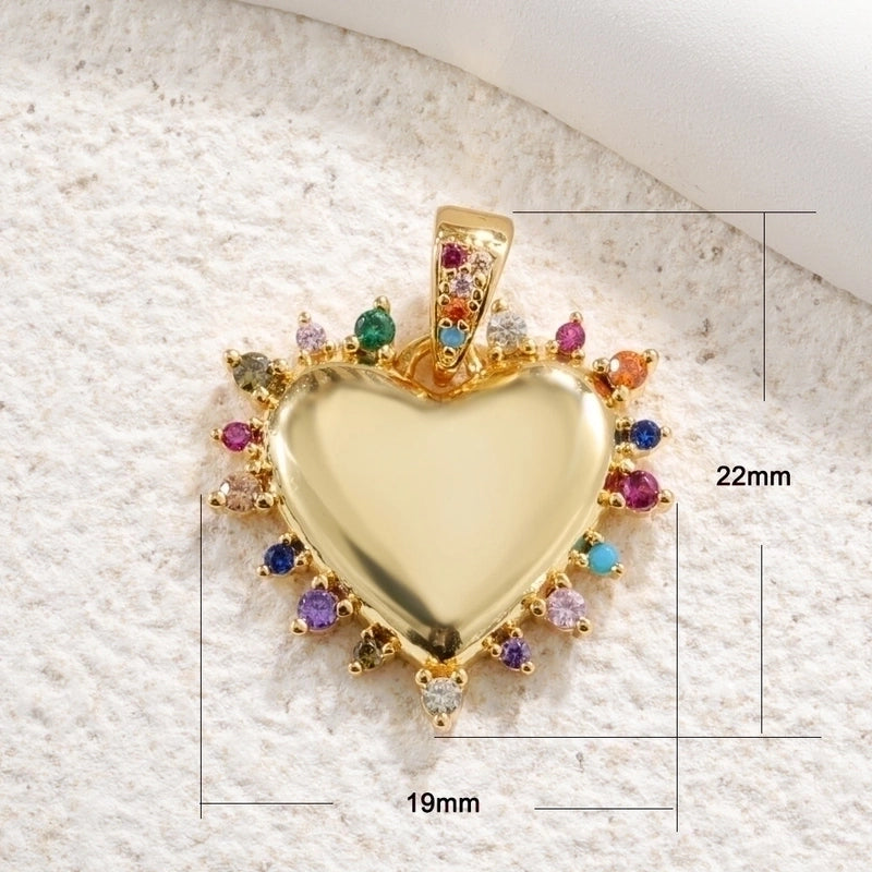 1 Piece Copper Zircon Gold Plated Inlay Pendant