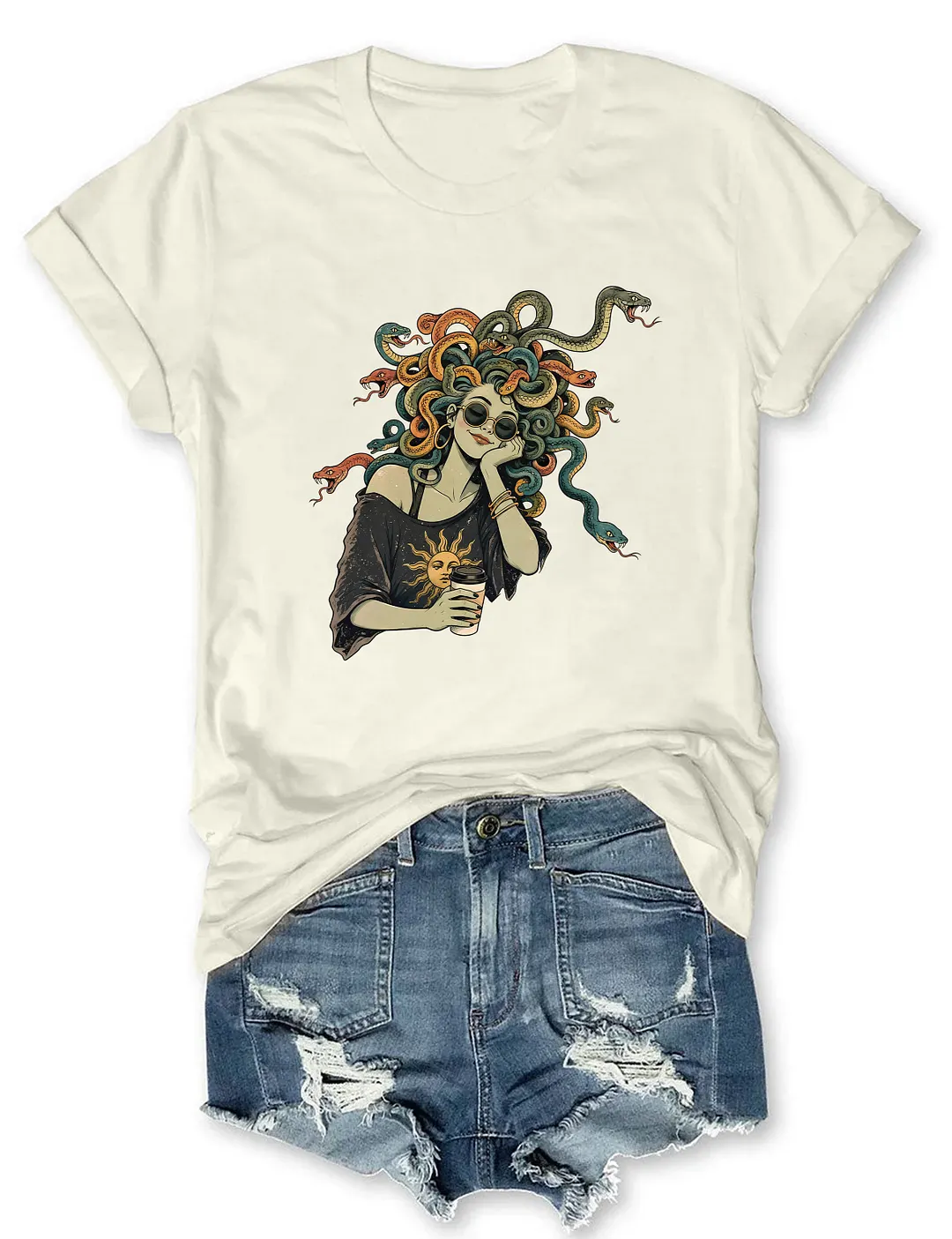 Cute Medusa Coffee T-shirt