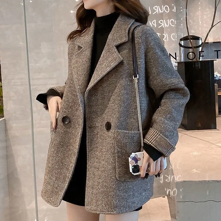 Wool Padded Loose Casual Small Suit Coat