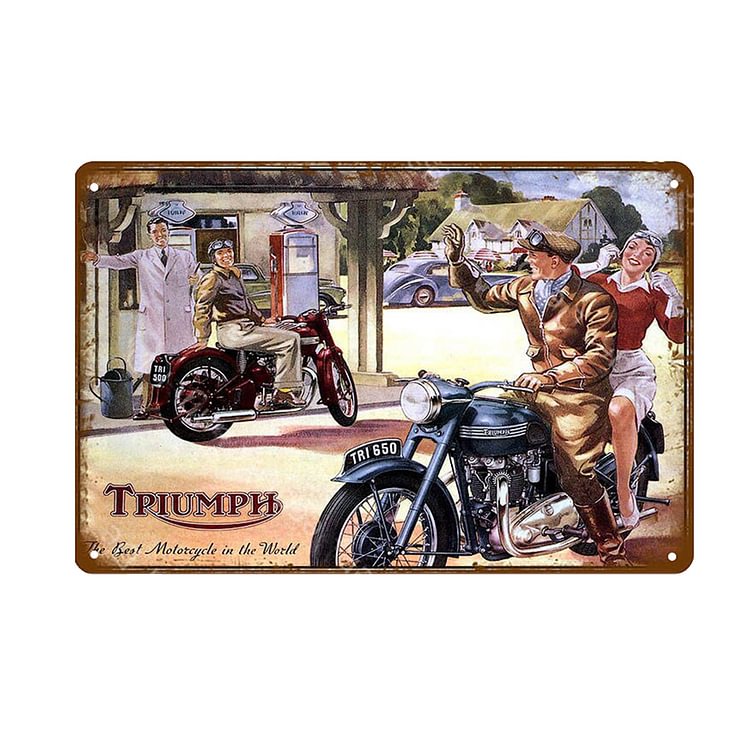 Triumph motorycle- Enseigne Vintage Métallique/enseignes en bois - 20*30cm/30*40cm
