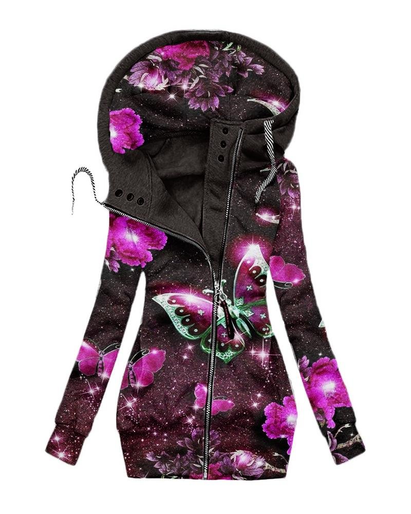 Women's Hooded Sweat printed Jacket01