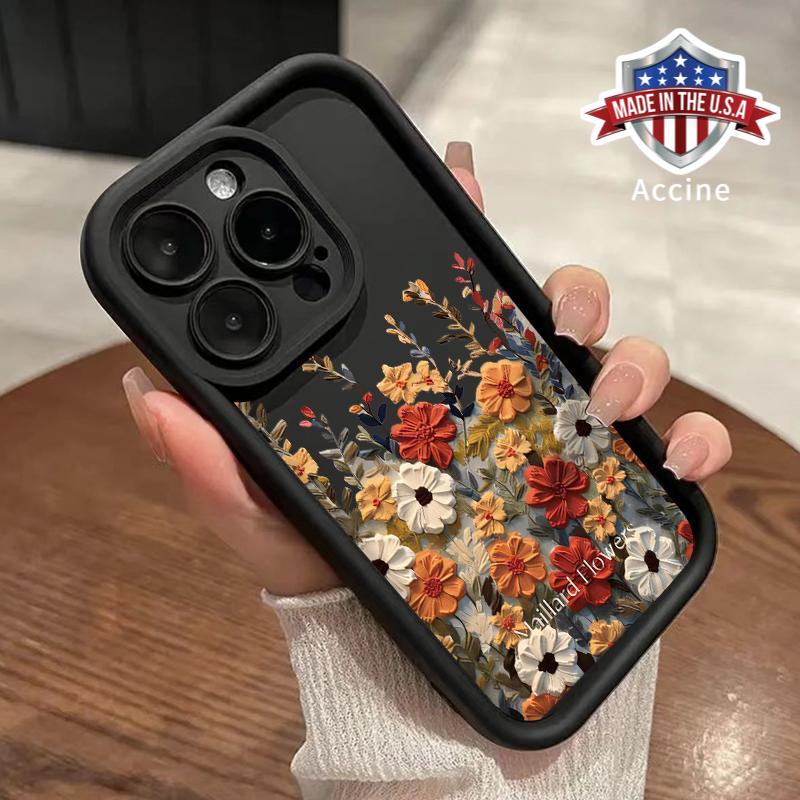 Floral Garden Pattern TPU Phone Case for iPhone 16 15 14 Pro Max 13 12 11 XR XS Plus E Shockproof Full Camera Protection Durable Slim Silicone Cover Cellphone Protective