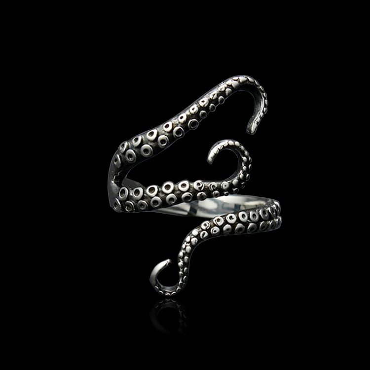 European And American Fashion Domineering Octopus Tentacles Open Ring Punk Titanium Steel Octopus Retro Ring Men's Bracelet