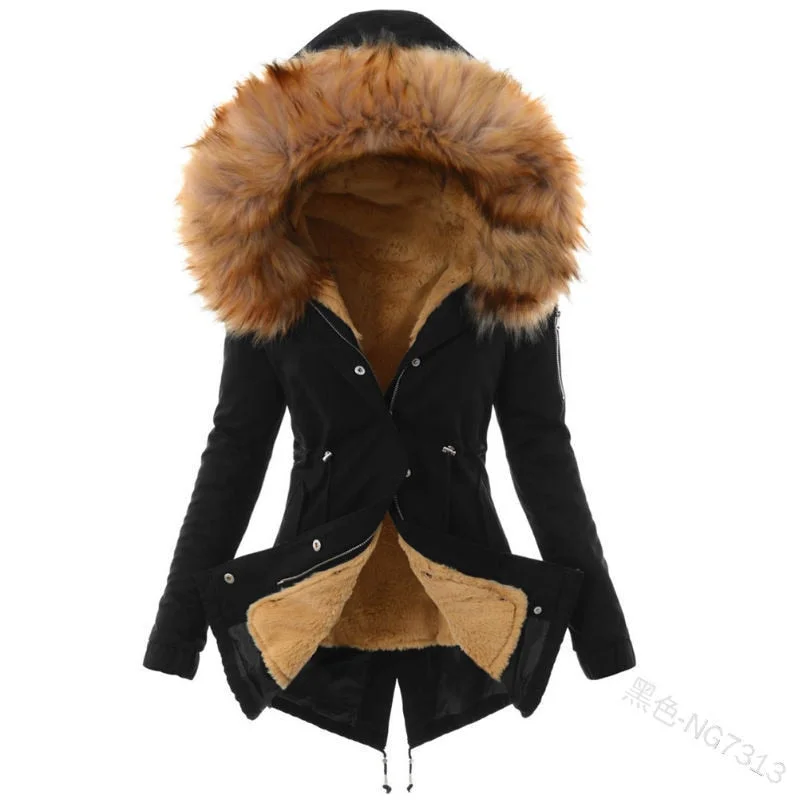 Autumn and winter new products cotton hooded slim warm zipper jacket women