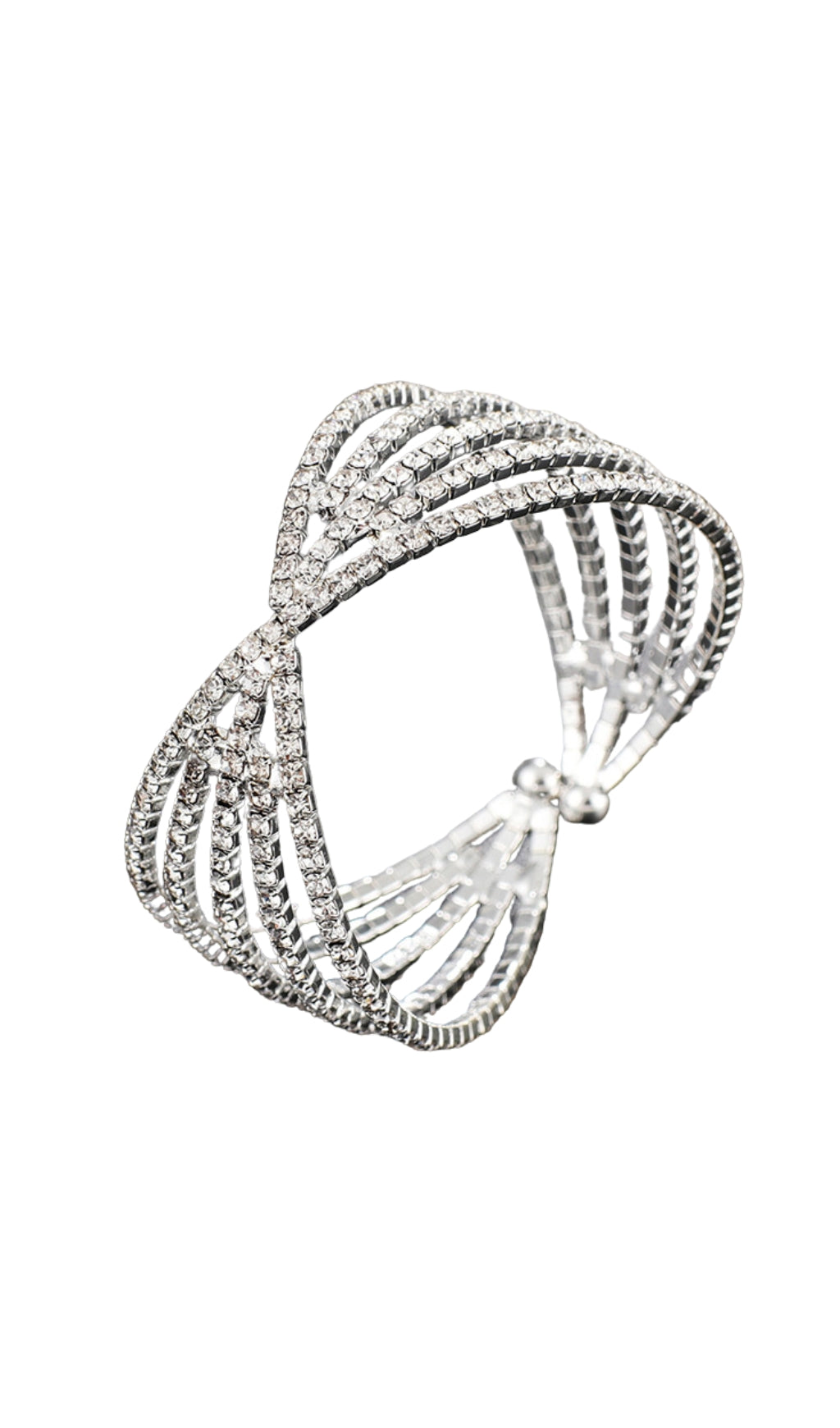 Silver Diamante Cuff Bracelet Flowering Girl