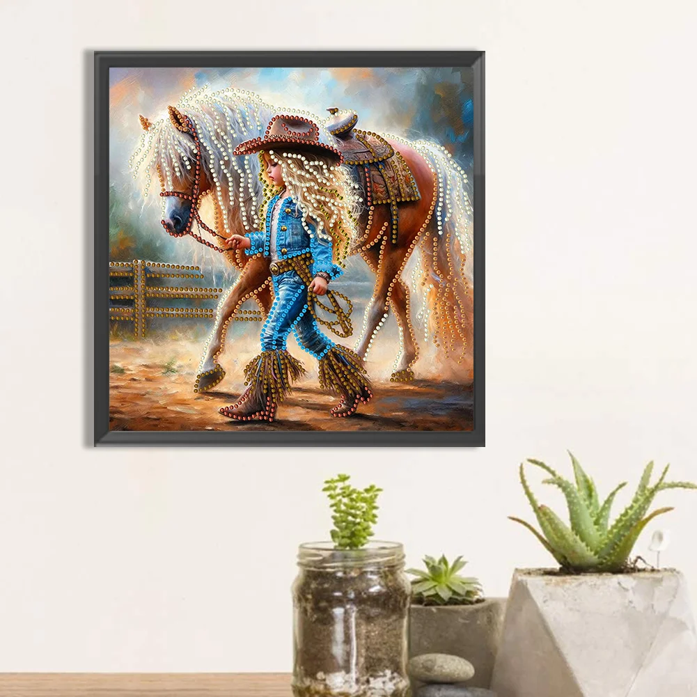Diamond Painting - Partial Special Shaped Drill - Cowboy Girl(Canvas|30*30cm)