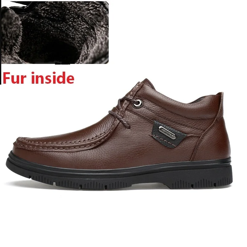 Size 47 New Mens Genuine Leather Boots 2021 Fashion High Top Winter Shoes Lace Up Ankle Boots Autumn Shoes Men Warm Footwear