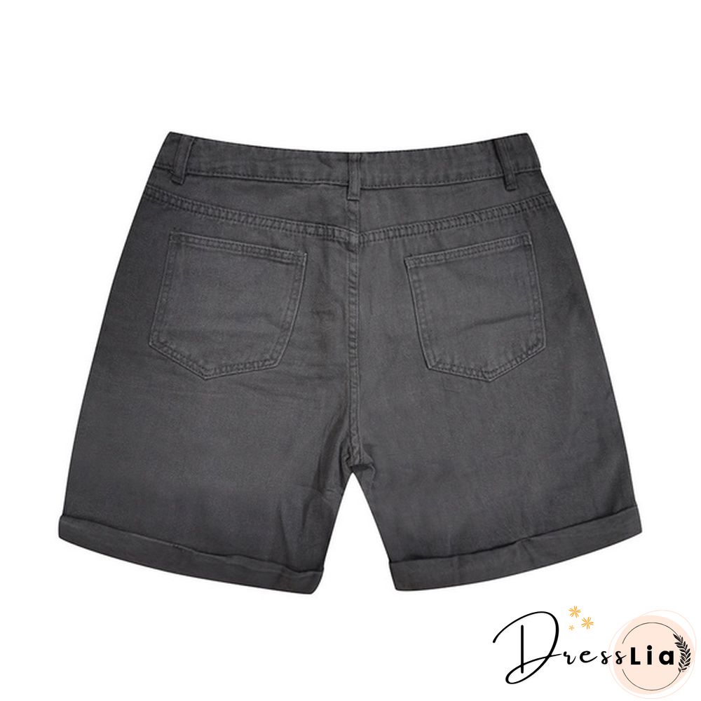 Women Summer Denim Shorts Button Pocket Blue Jeans Shorts feminino Short Pants