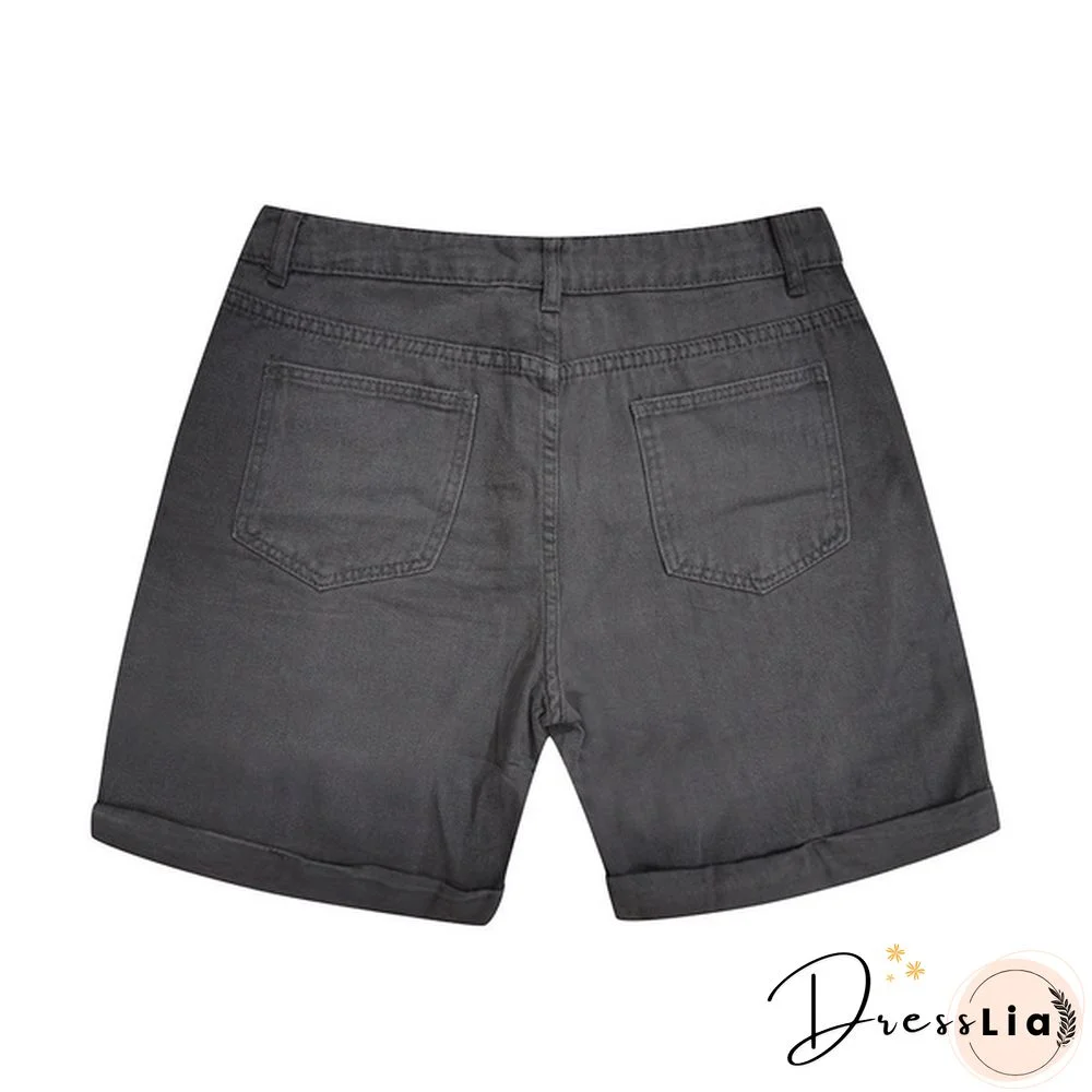 Women Summer Denim Shorts Button Pocket Blue Jeans Shorts feminino Short Pants
