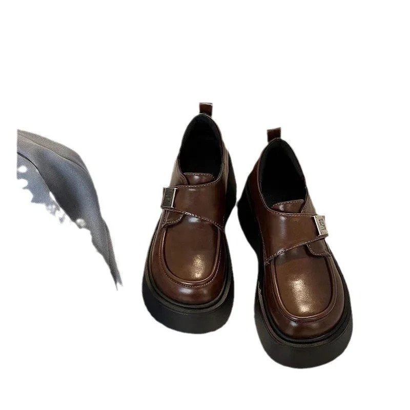 Yyvonne Lefang Shoes Women Spring And Autumn New British Wind Small Leather Shoes JK Single Shoes Small One Foot Pedal Shoes Women