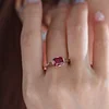 14K Rose Gold 1ct Elongated Cushion Pigeon Blood Lab Ruby Half Bezel Solitaire Ring