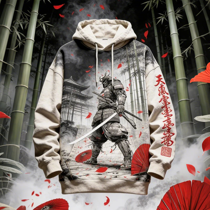 Men's Warrior Darkly Art Print Casual Hoodie  artssus