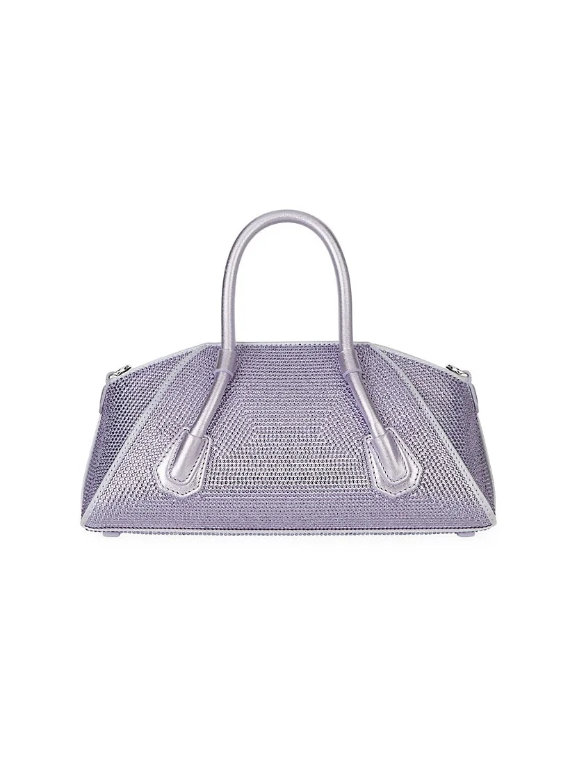 Givenchy Mini Antigona Stretch Top Handle Bag In Satin With Strass