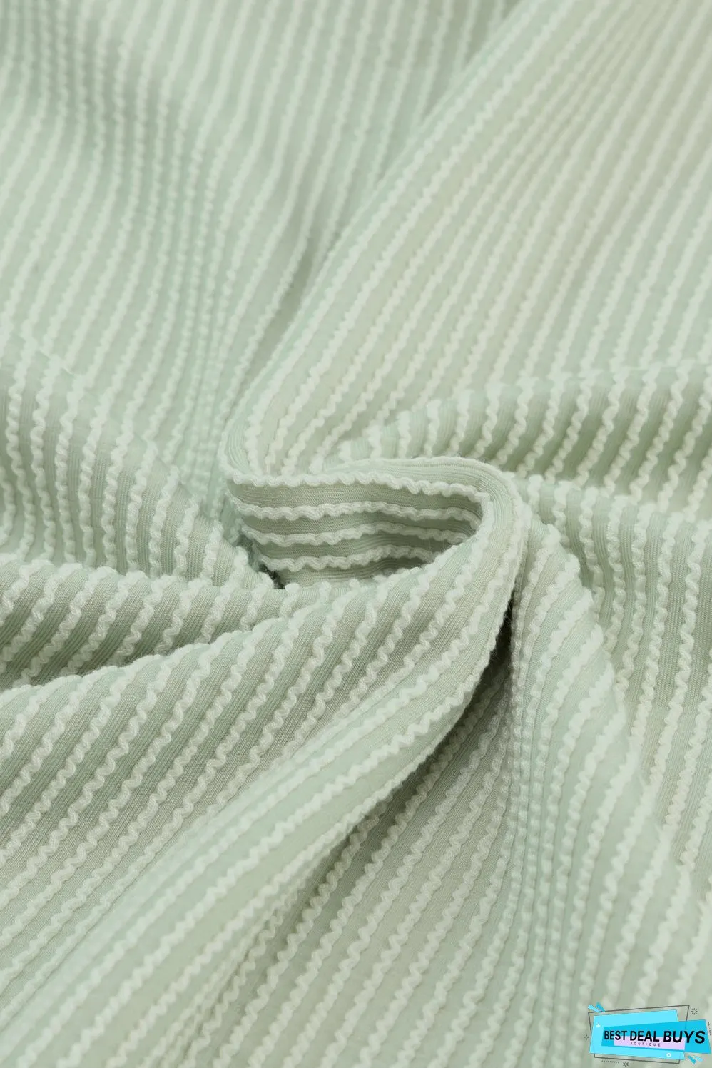 Ribbed Roll-tab Sleeve Oversize Top