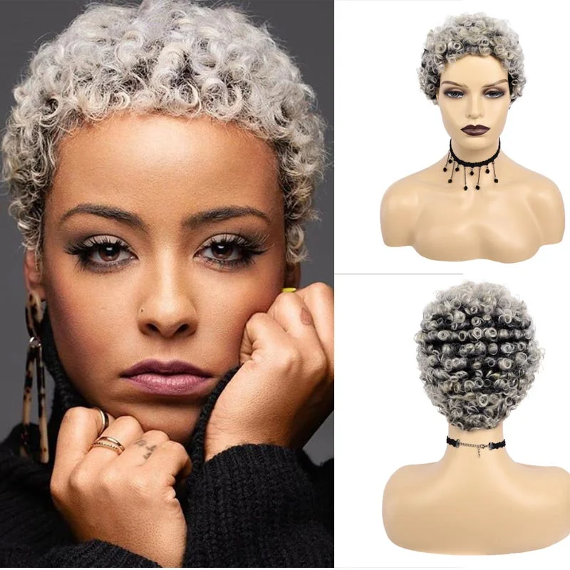 Jewtribute Hair®|Fashion Brown Short Curly  Short  Brazilian Wigs