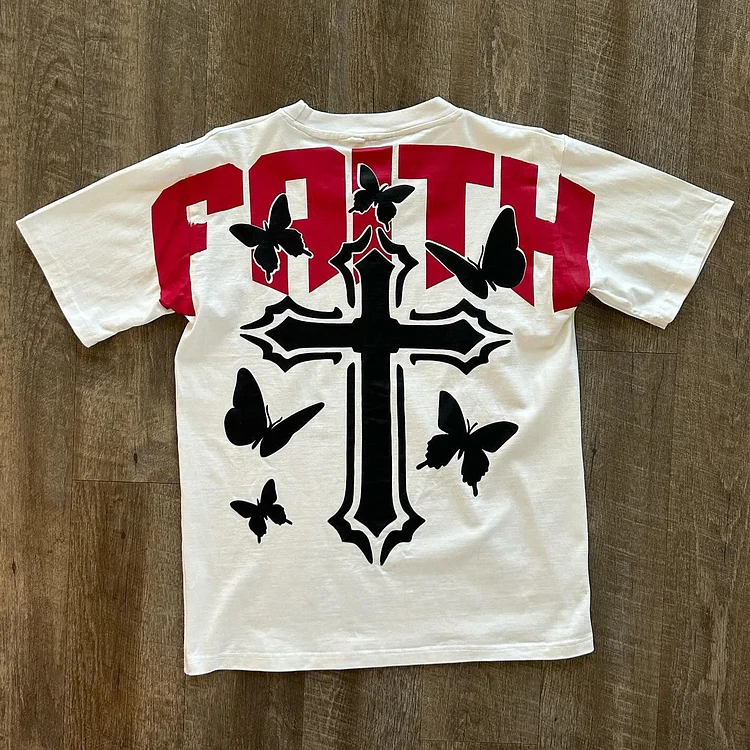 Vintage Faith Cross Graphic Cotton T-Shirt SOPULA