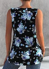 Plus Size Floral Print Keyhole Round Neck Casual Tank Top