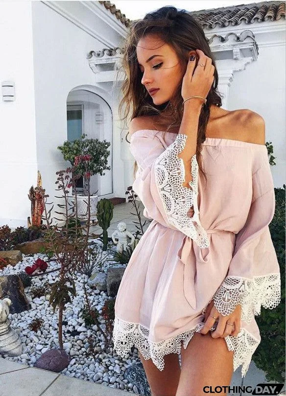 Lace Me Lovely Pink Solid Dress