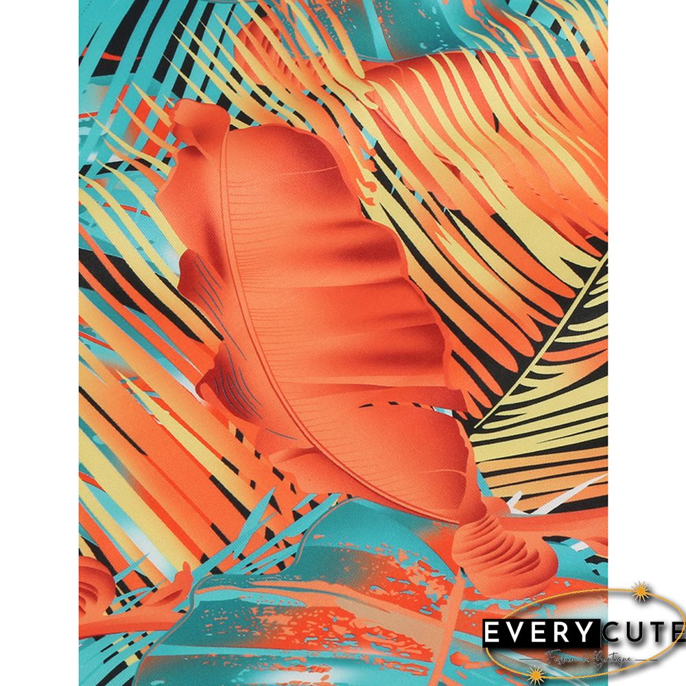 Orange Bohemia Print V Neck Maxi Dress