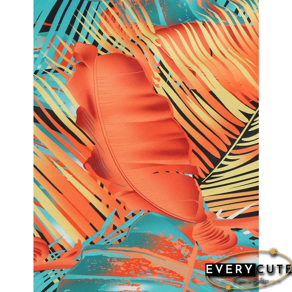 Orange Bohemia Print V Neck Maxi Dress