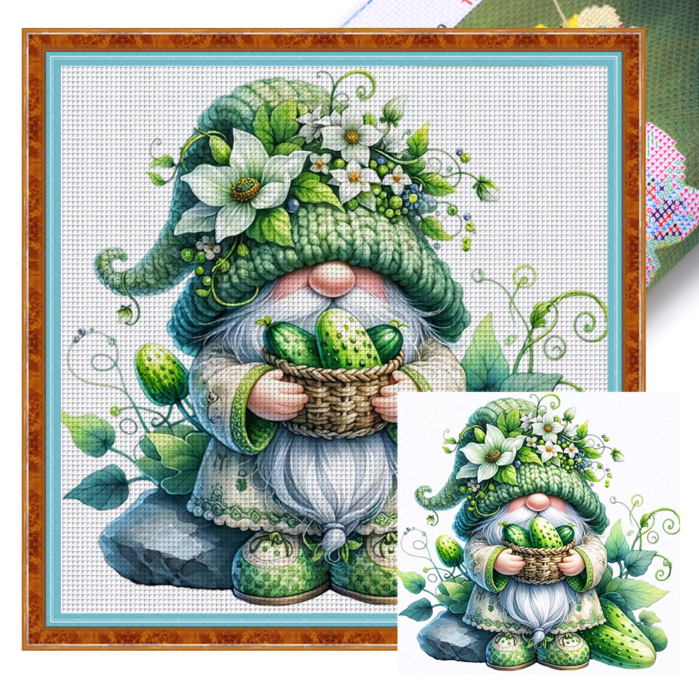 Cucumber Gnome Full 11CT Pre-stamped Canvas(45*45cm) Cross Stitch