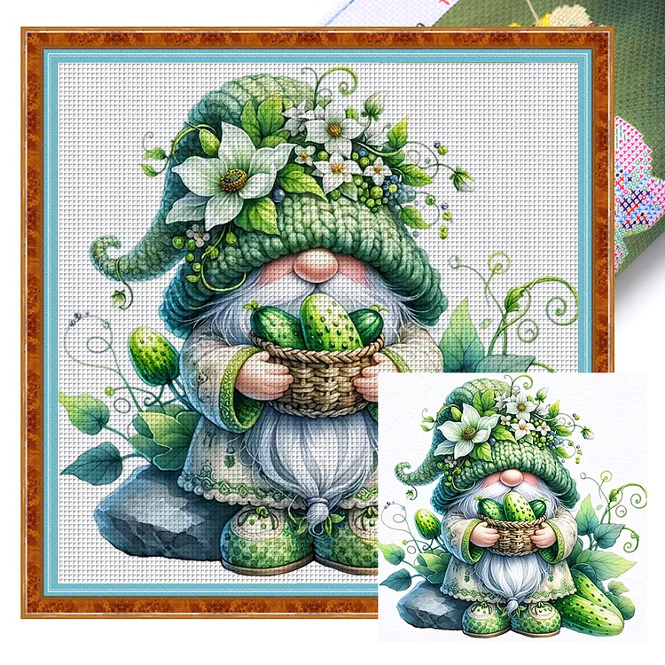 Cucumber Gnome 11CT Stamped Cross Stitch 45*45CM