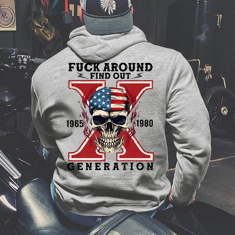 Gen X Skull Fuck Around Find Out Unisex Sweatshirt Hoodie T-shirt