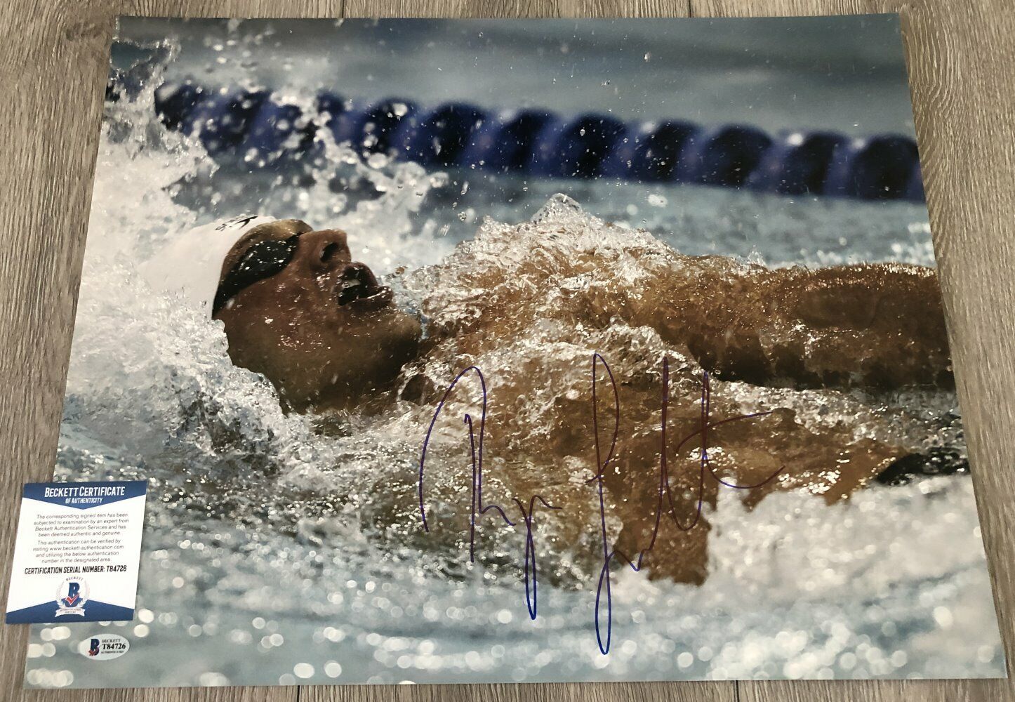 RYAN LOCHTE SIGNED AUTOGRAPH OLYMPICS USA SWIMMING 16x20 Photo Poster painting BECKETT BAS COA