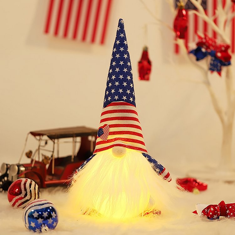 Faceless Doll With Hood Gnome Independence Day National Day Decor Lighting