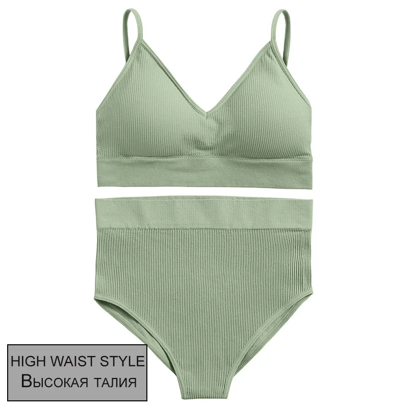 FINETOO Women Seamless Lingerie Set 10 Colors Fitness Bralette Push Up Top + Panties Suit Sports Woman Sexy Underwear Sets Femme