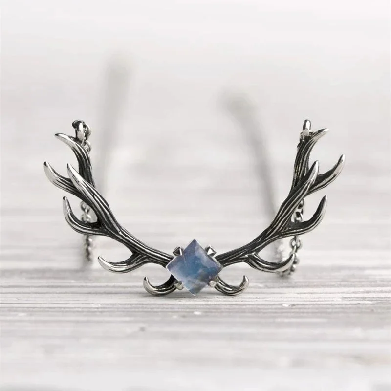 Deer Antler Moonstone Necklace