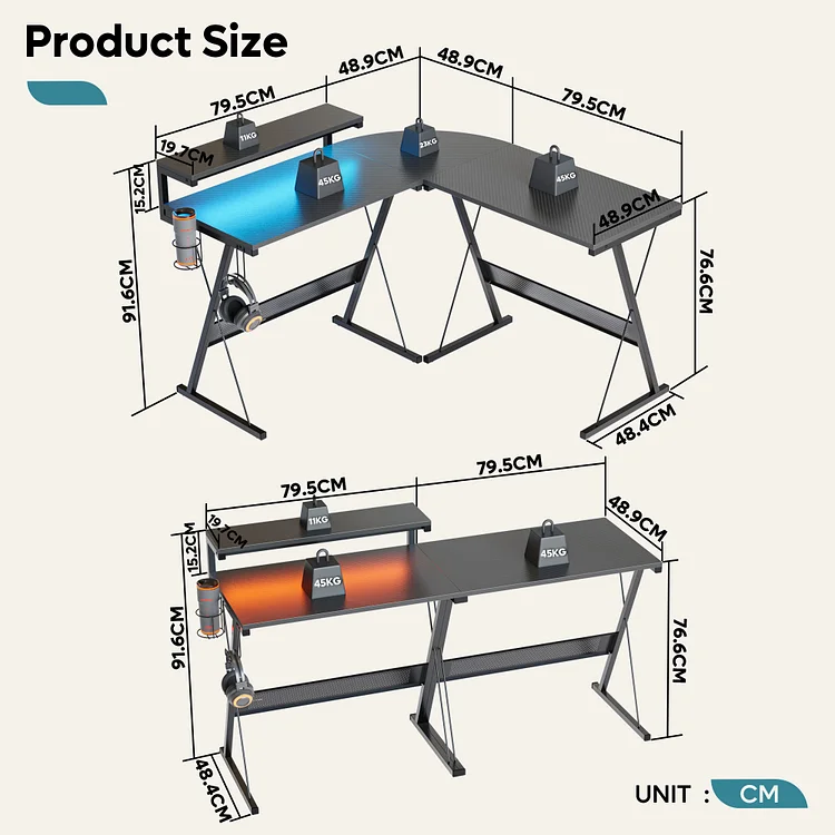 51''L-Shape Computer Desk with socket 