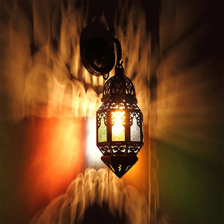 Lantern Metallic Sconce Lamp Fixture Vintage 1-Light Coffee Shop Wall Lighting in Black