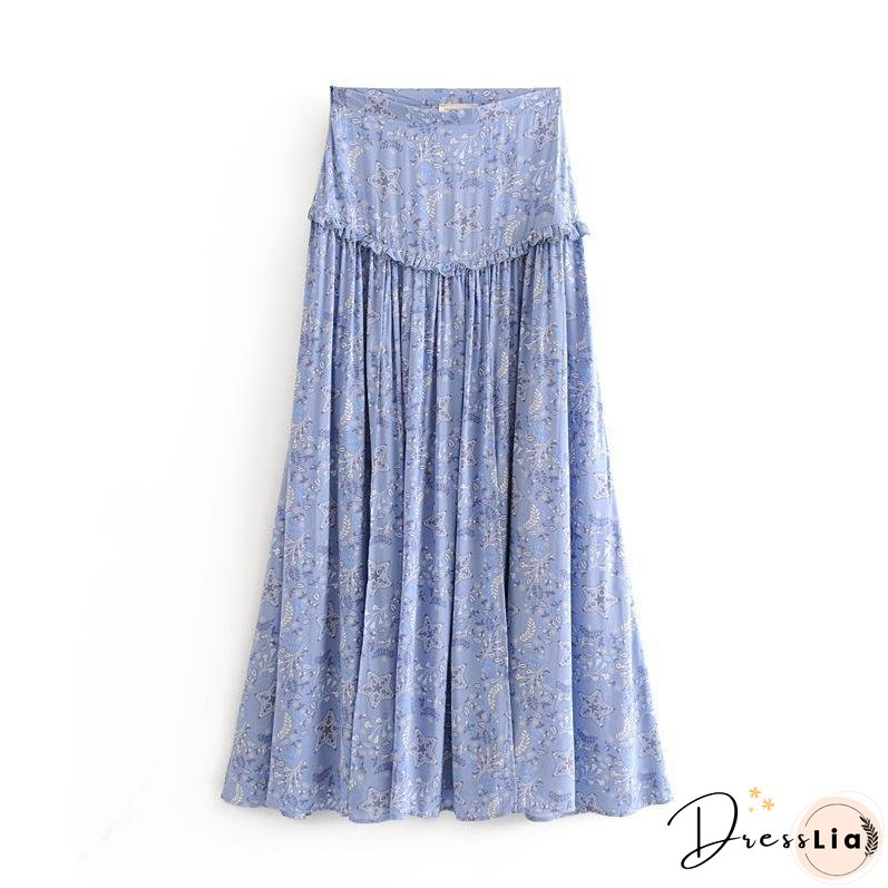 Print High Waist Boho Beach Skirt