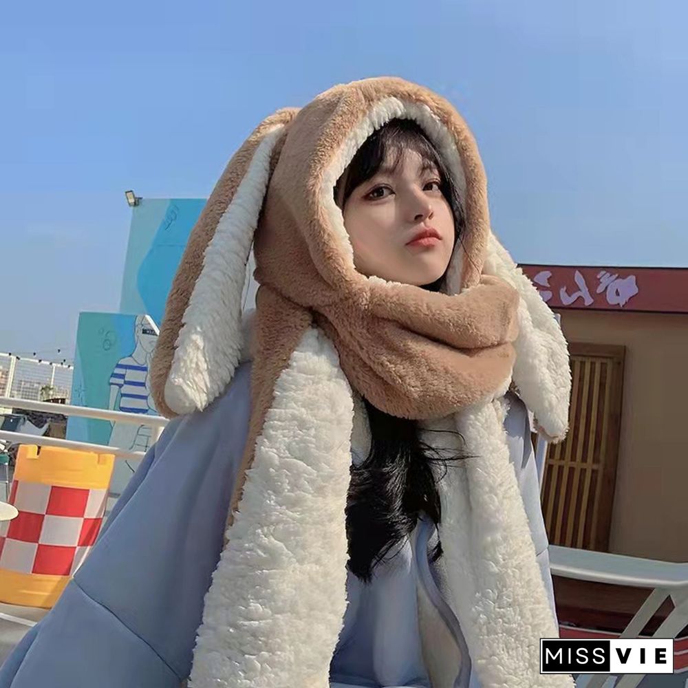 Long Rabbit Ears Hat Scarf Gloves Warmer