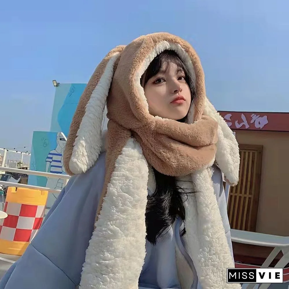 Long Rabbit Ears Hat Scarf Gloves Warmer