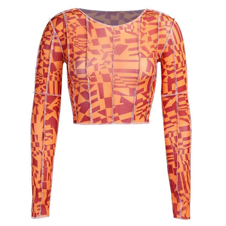 Sexy Top Geometric Digital Printing Short-Sleeved T-shirt