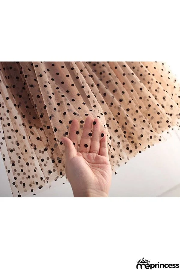 Polka dot high waist gauze skirt princess dress