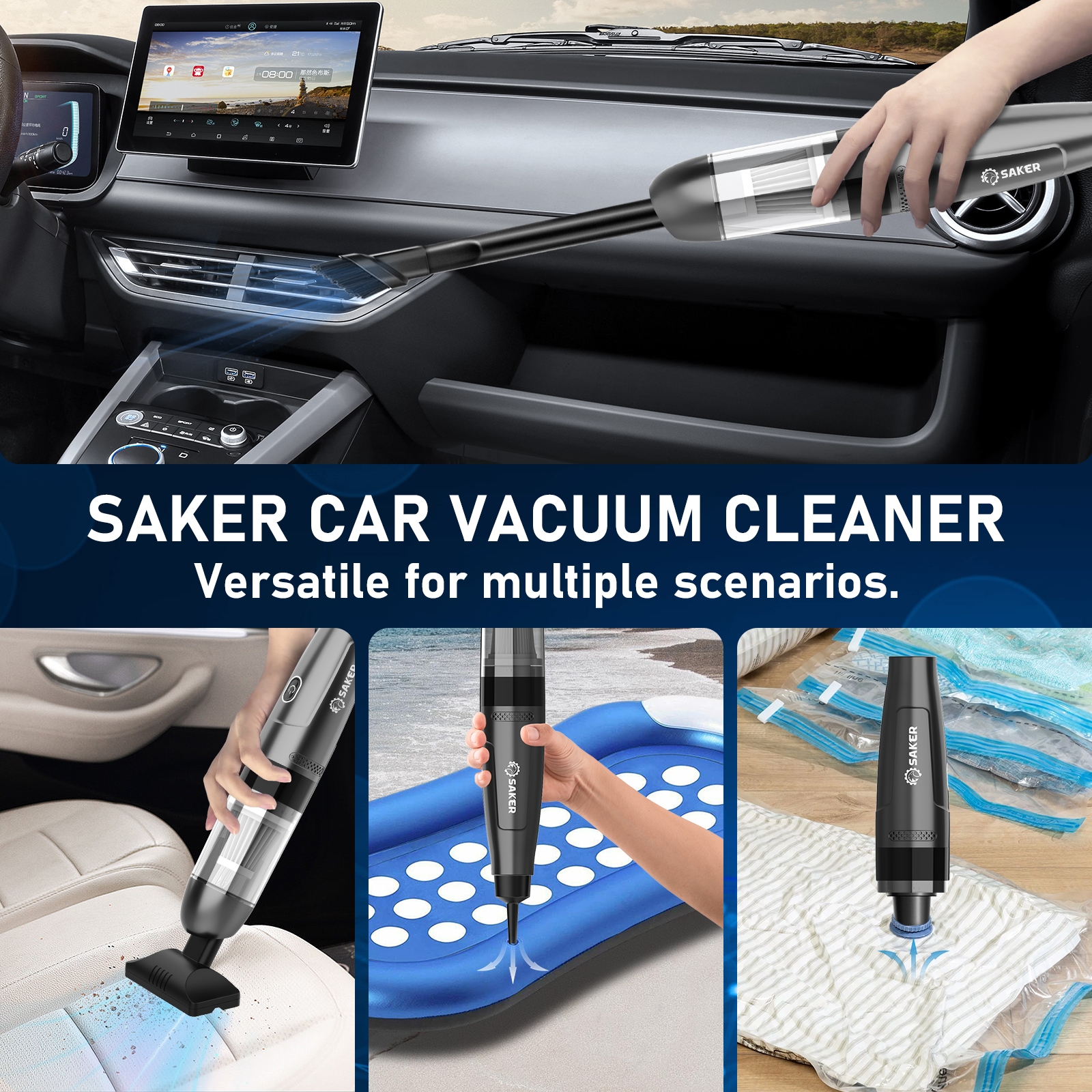 Saker 3 in 1 vacuum cleaner original filter, 3 HEPA filter and 1 steel  filter, perfectly adapted to Saker handheld vacuum cleaners,robust and  durable