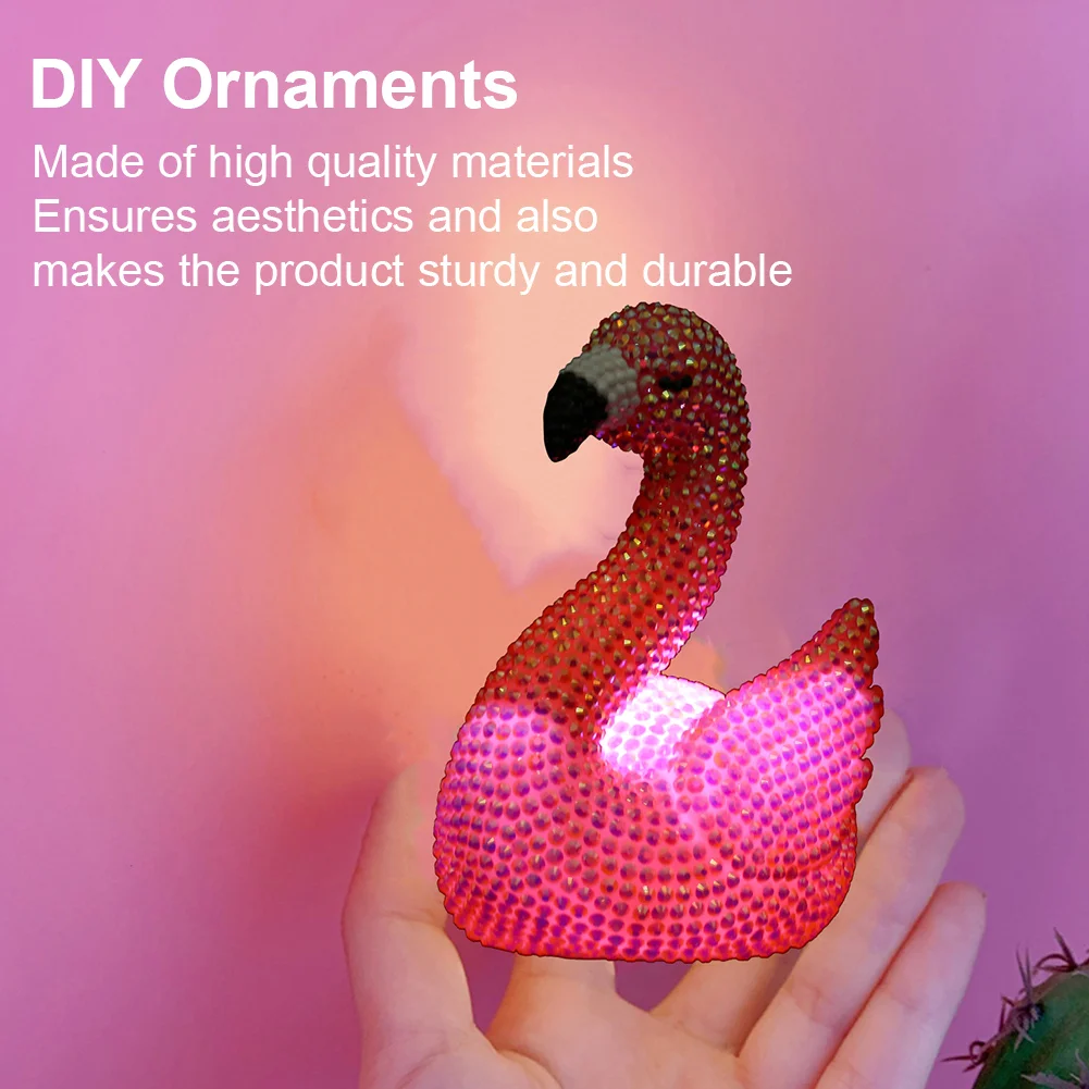 DIY Flamingo Diamond Painting Night Light Diamond Painting Bedside Lamp for Kid Gift